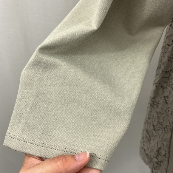 J. Jill Ponte Knit Sterling Taupe Lace Tunic Top Womens Size Medium - Picture 6 of 12